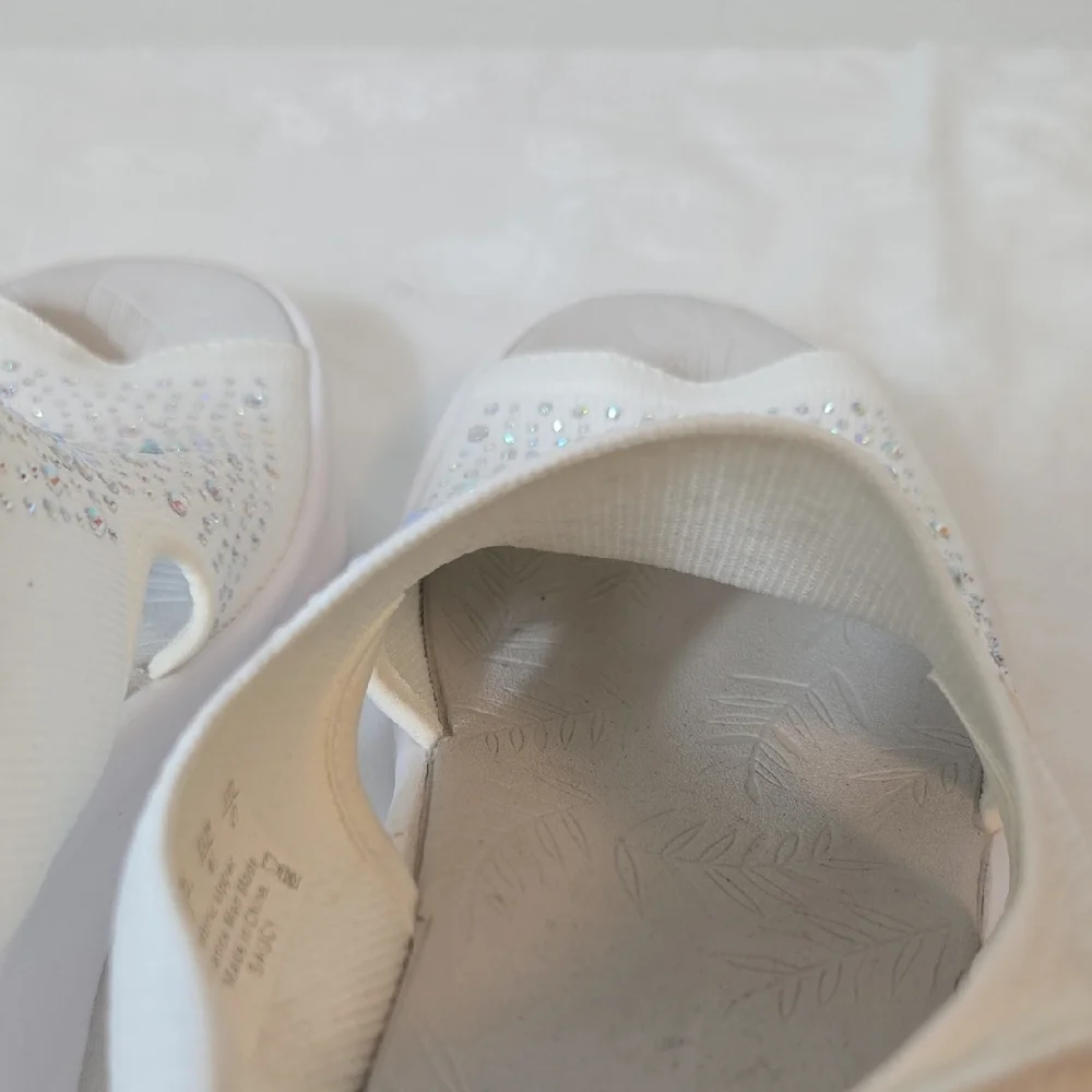 Bzees White Rhinestone Slip-On Slingback Sandals - Picture 13 of 16